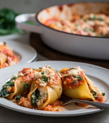 Conchiglioni ripieni di ricotta e spinaci al forno
