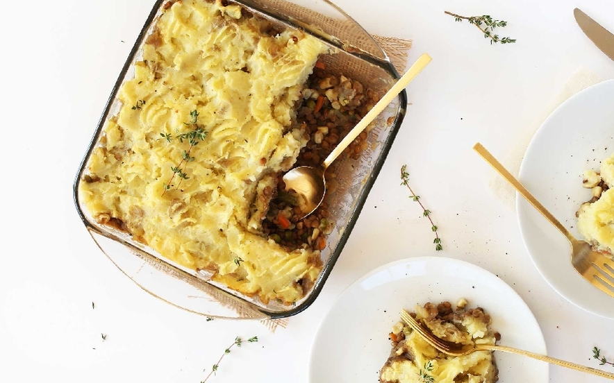 Sformato di patate, lenticchie e funghi