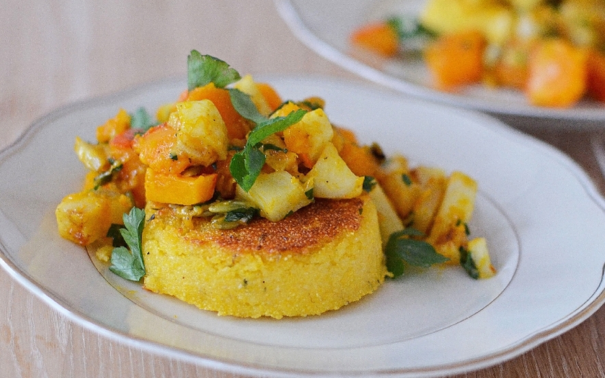 Tortini di polenta con zucca e rapa