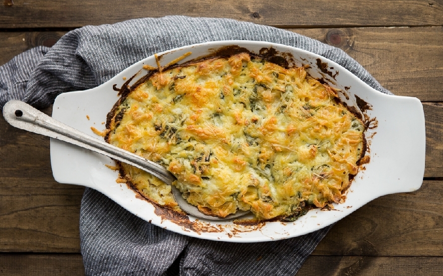 Timballo di conchiglioni con spinaci al formaggio