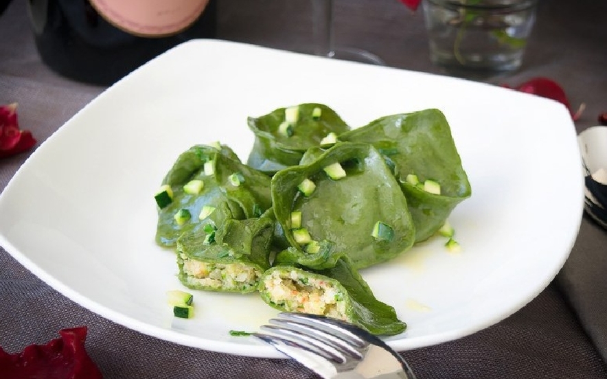 Tortelli di spinaci al ripieno di gamberi