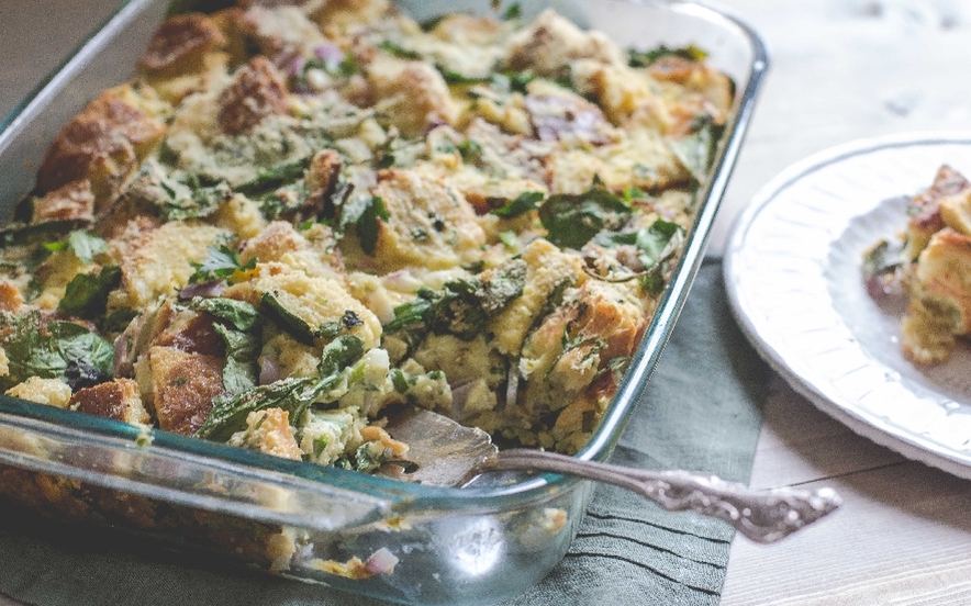 Sformato di pane e spinaci