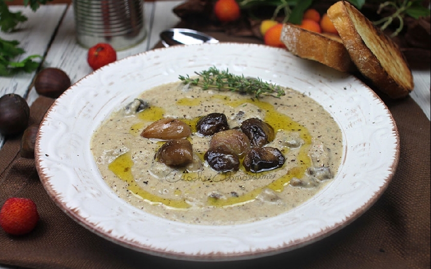 Zuppa di funghi e castagne