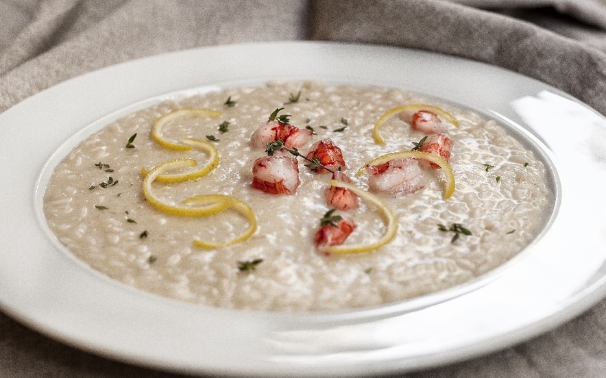 Risotto di bufala, gamberi di Mazara e limone