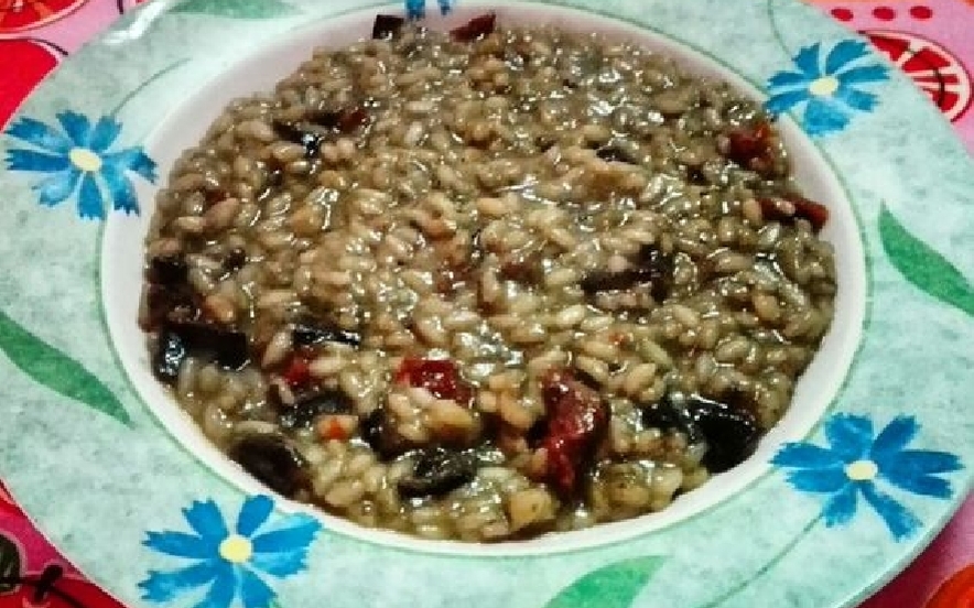 Risotto con melanzane e pomodori secchi