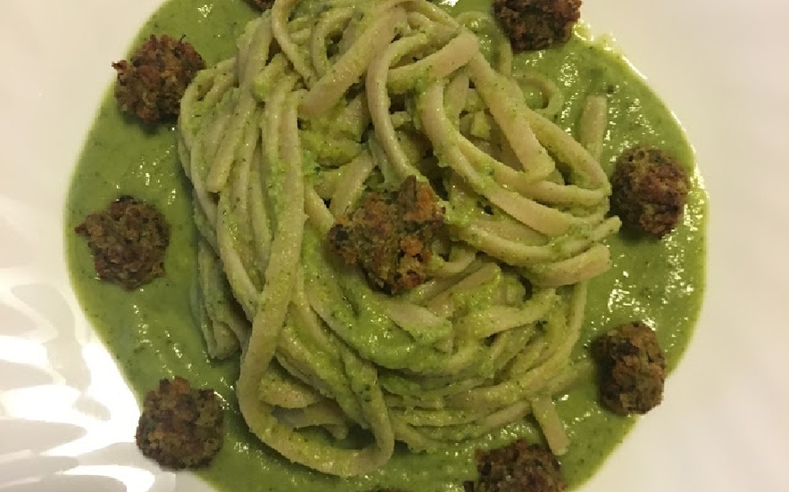 Linguine di farro con polpettine di verdure