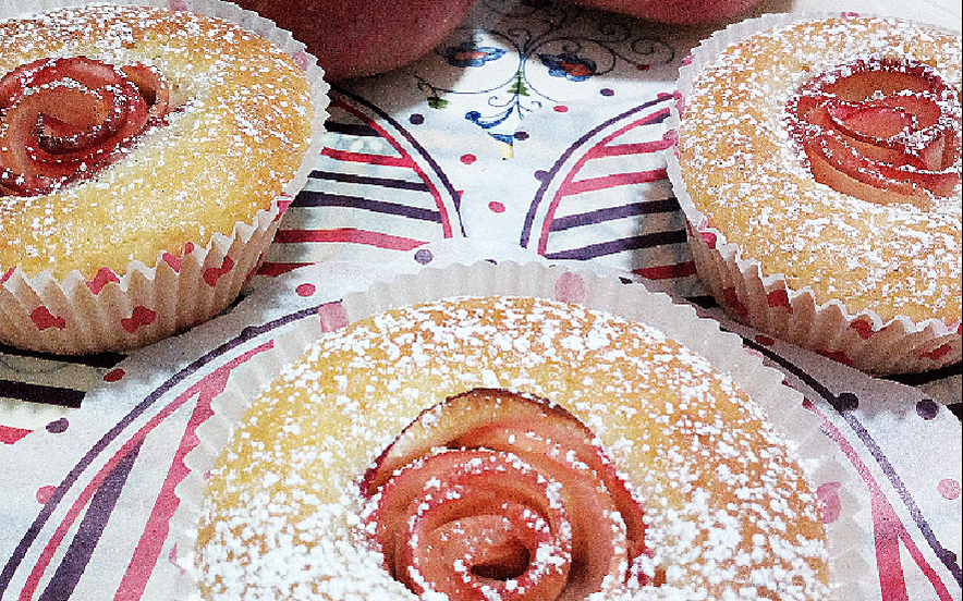 Muffin con rose di mele