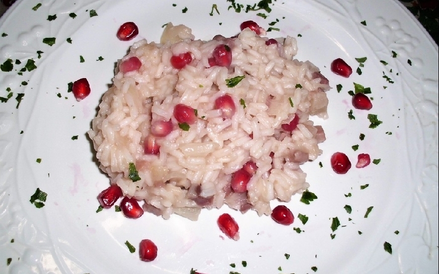 Risotto alla melagrana e speck