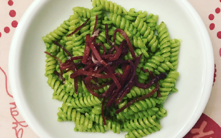 Fusilli al pesto di rucola e bresaola