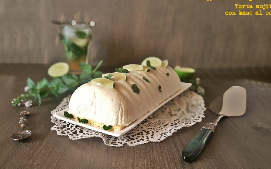 Torta mojito con base al cocco