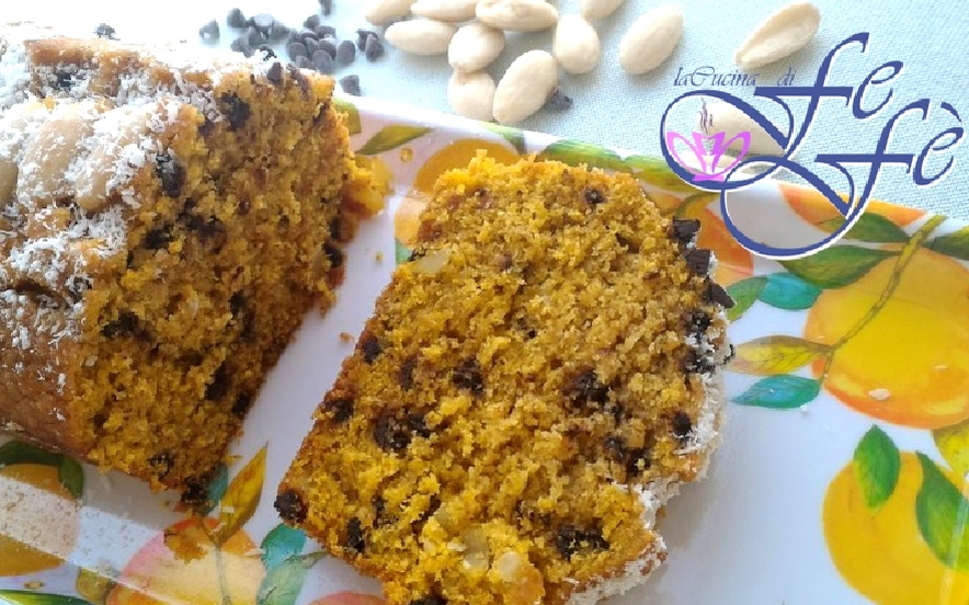 Plumcake di zucca, mandorle e cioccolato