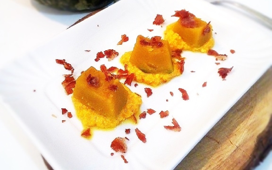 Cubetti di zucca salsa di parmigiano e zafferano