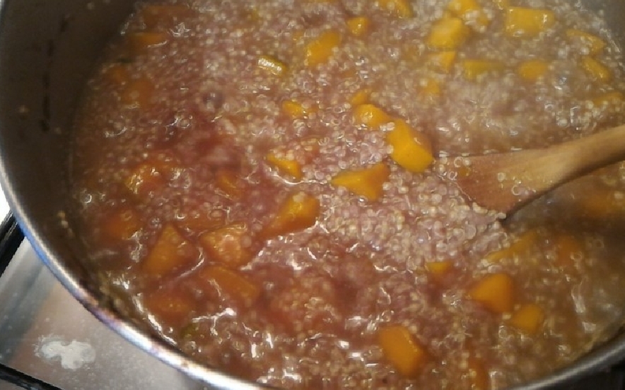 Quinoa con cavolo rosso e zucca