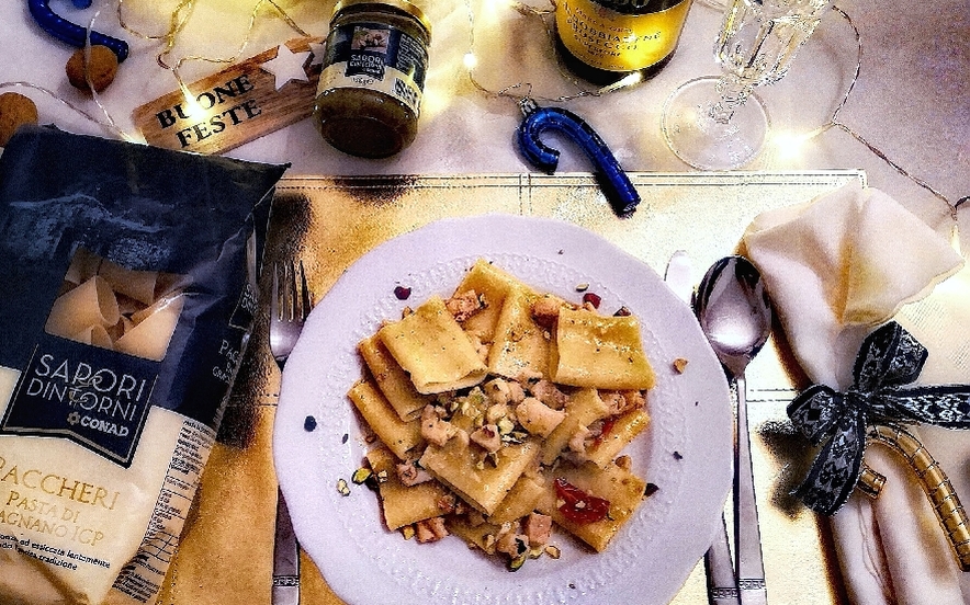 Paccheri con pesce spada e pistacchi