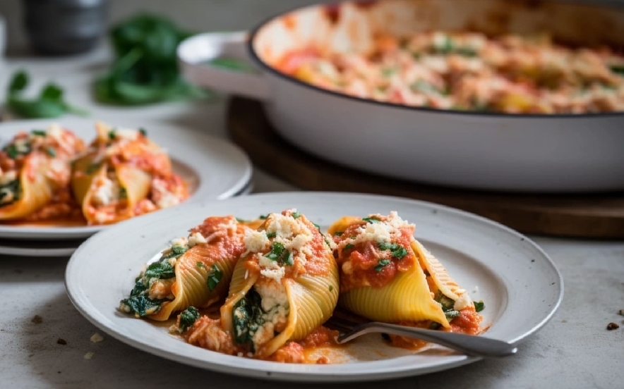 Conchiglioni ripieni di ricotta e spinaci al forno