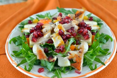 Insalata di pollo melograno e rucola