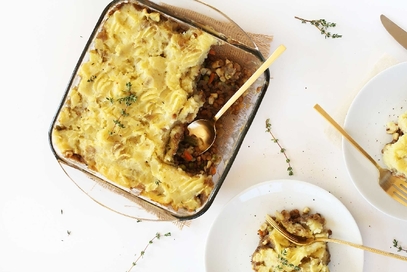 Sformato di patate, lenticchie e funghi