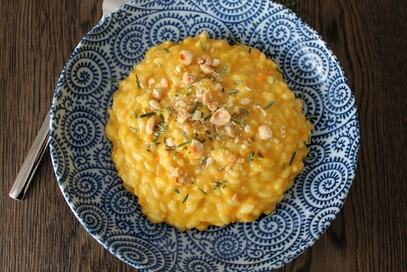 Risotto di zucca con rosmarino e nocciole tostate