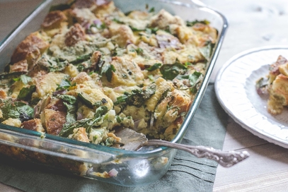 Sformato di pane e spinaci