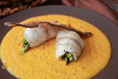 Involtini di branzino con crema di zucca e ricotta