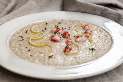 Risotto di bufala, gamberi di mazara e limone