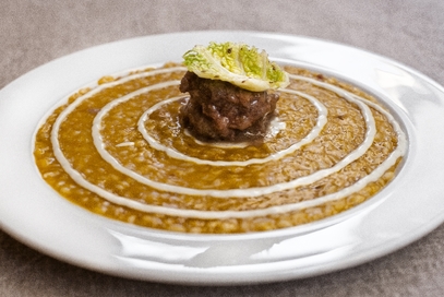 Risotto con zucca, gorgonzola, manzo e verza