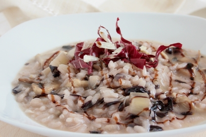 Risotto con radicchio e funghi