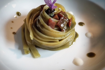 Linguine crema di asparagi e speck