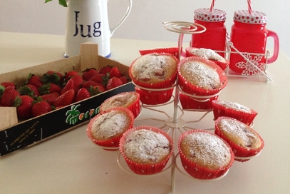 Muffins con fragole e menta