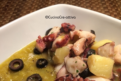 Polpo e patate su crema di finocchi