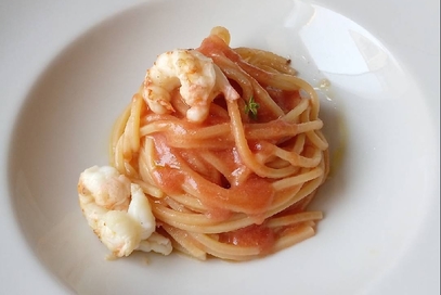 Spaghetto quadrato tutto scampi