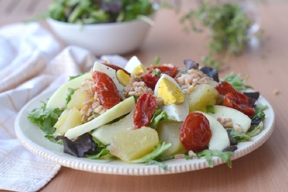 Insalata di farro perlato con patate e barattieri