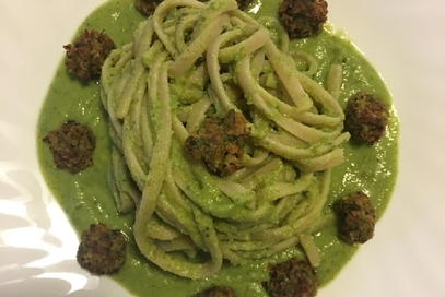 Linguine di farro con polpettine di verdure