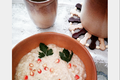 Risotto melograno e robiola