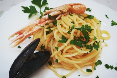 Spaghetti scampi e cozze