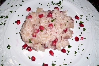 Risotto alla melagrana e speck