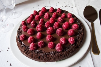 Torta cioccolato e lamponi