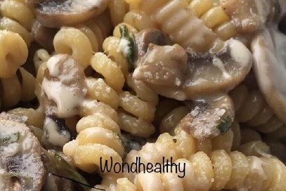 Fusilli in crema di funghi light e senza panna