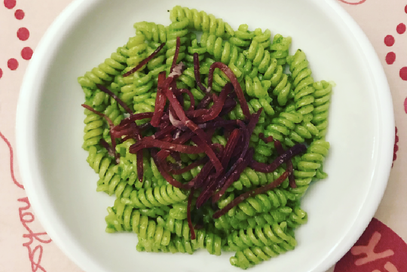 Fusilli al pesto di rucola e bresaola