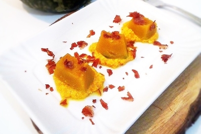 Cubetti di zucca salsa di parmigiano e zafferano