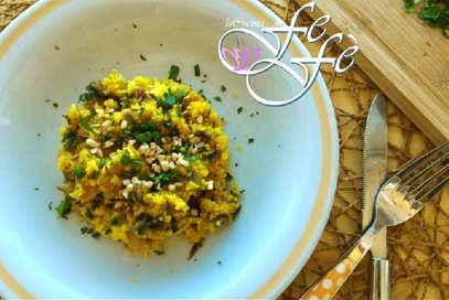 Cous cous con zucca, radicchio e mandorle