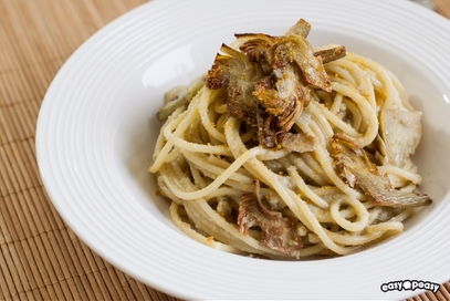 Spaghetti carciofi e bottarga