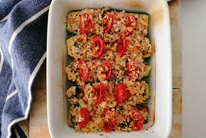 Barchette di zucchine con mix di cereali e verdure