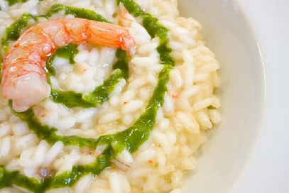 Risotto mazzancolle e rana pescatrice