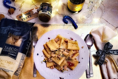 Paccheri con pesce spada e pistacchi