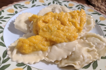 Tortelli di patate con crema di zucca