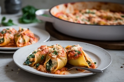 Conchiglioni ripieni di ricotta e spinaci al forno